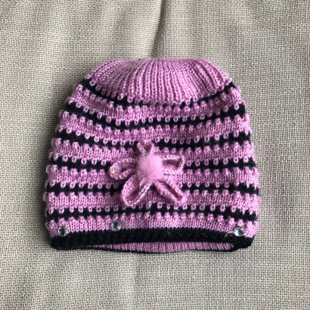 Pink cute woolen hat